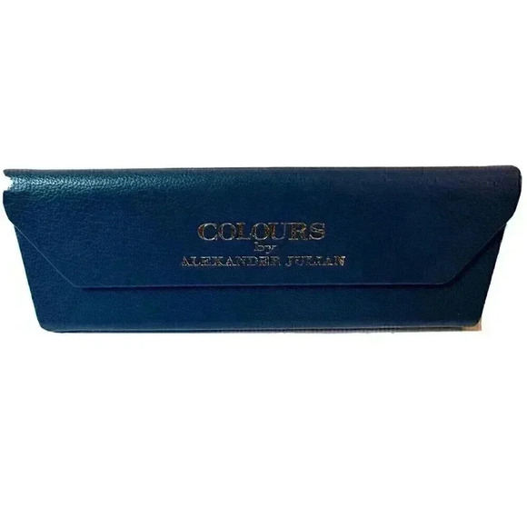 Colours by Alexander Julian Men Women Eyeglass Case Blue Hard Triangular Folding - Picture 1 of 4